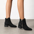 DAMEN CHUNKY LOW HEEL STIEFELETTEN – SLIP-ON FREIZEITSCHUHE IM SCHWARZEN COVER-STIL